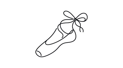 Single Line Drawing of Ballet Slipper with Ribbon © Koyong