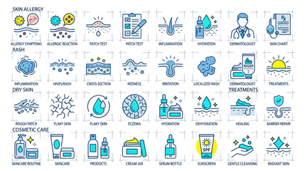 Naklejka premium Medical Skin Care Icons Set