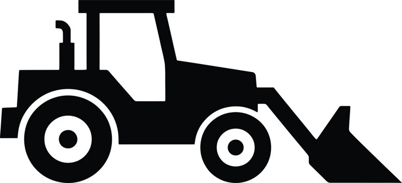 Vector bulldozer silhouette construction equipment icon for industrial designs and engineering projects