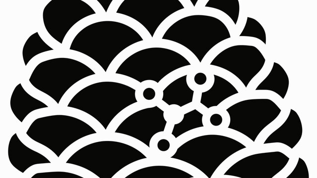 Black and white pineapple scale pattern design.