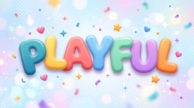 Colorful playful typography design. Vibrant fun text with confetti background