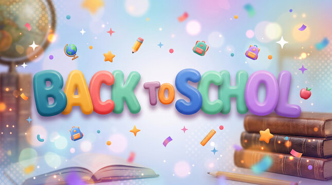 Colorful Back to School sign. Playful typography design