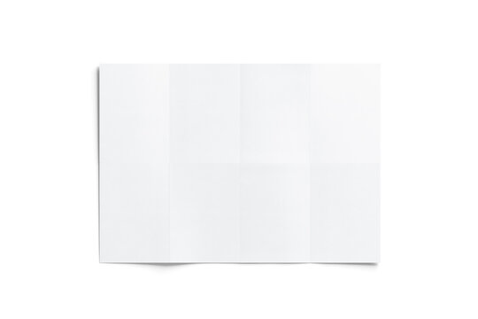 Blank white map mockup png, transparent background, 3d illustration. Folded chart template mock up cut out. Clear draft plan paper sheet top view. Pattern diagram clear booklet.