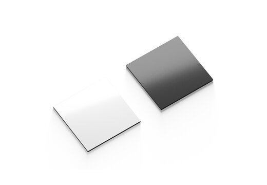 Blank black and white square fridge magnet mockup png, transparent background, 3d rendering. Empty attached icon for reminder mock up cut out. Clear lode magnets collection travel souvenir template.