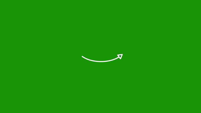 Animated white single arrow hand drawn shape with alpha channel. 4K black brush stroke upward left arrow animation for UI tutorials presentations creative navigation element artistic hand drawn motion