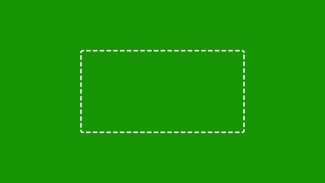 Dotted line rectangle frame animation on black background. 4K minimal border path motion. border frame dotted line animation