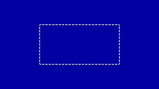 Dotted line rectangle frame animation on black background. 4K minimal border path motion. border frame dotted line animation