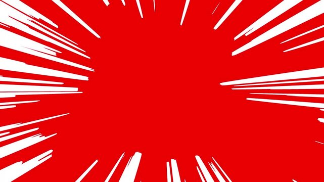 Dynamic red manga speed lines background, comic book style action effect, anime radial motion lines, Red lines burst effect motion graphic. 4k 