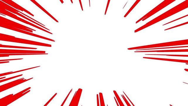 Dynamic red manga speed lines background, comic book style action effect, anime radial motion lines, Red lines burst effect motion graphic. 4k 