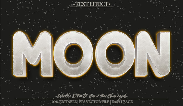  Moon Lunar Celestial Night Space Vector Fully Editable Smart Object Text Effect