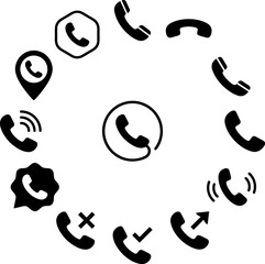 Fototapeta premium Diverse phone icon set communication symbols for business support and mobile technology applications