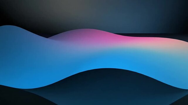 Abstract flowing gradient background with blue and pink smooth curves. Modern digital wave design element.