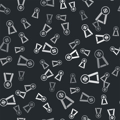 Obraz premium Grey Medal with baseball ball icon isolated seamless pattern on black background. Winner symbol. Vector