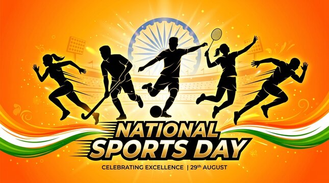 Illustration Celebrating National Sports Day Featuring Various Sports Activities