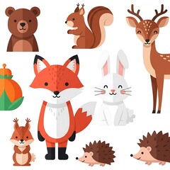 Fototapeta premium Cute Forest Animals Collection for Kids Design