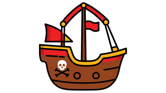 Colorful pirate ship amusement park ride vector icon with editable stroke. A swinging galleon carnival attraction illustration with adjustable line weight, customizable stroke, and thin lines.
