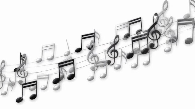 Animated background with musical notes on a white surface