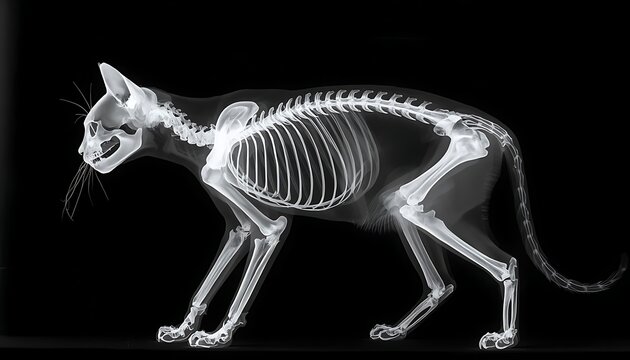 X-ray image of a cat skeleton with x ray skeleton internal structure