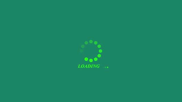 4k green digital loading animation smooth circular progress bar with dots for tech, apps, and web circular loader