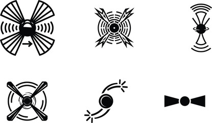 Black and white abstract fan and propeller icons for graphic design © Saidurra12