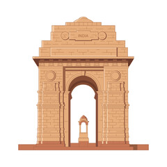 Obraz premium India Gate Monument Illustration, Iconic New Delhi War Memorial Architecture Isolated on Transparent Background