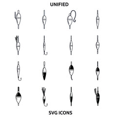 Fishing float and bobber icon set for angling equipment design © SLAMET