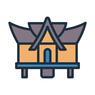 Vernacular Architecture Icon - Lineal Color