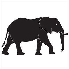 Fototapeta premium African Elephant Standing Black Silhouette Vector Safari Animal SVG