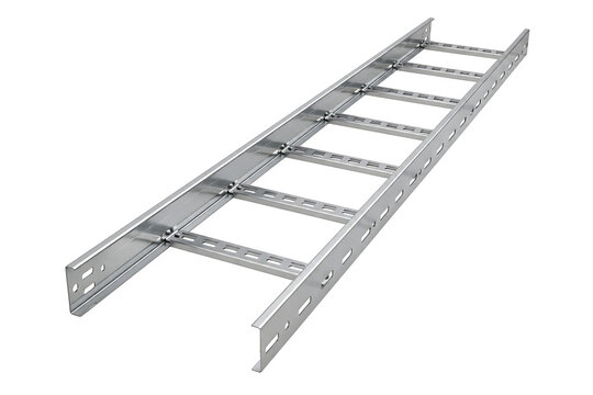 Galvanized Steel Cable Tray for Industrial Electrical Installation Isolated on White Background