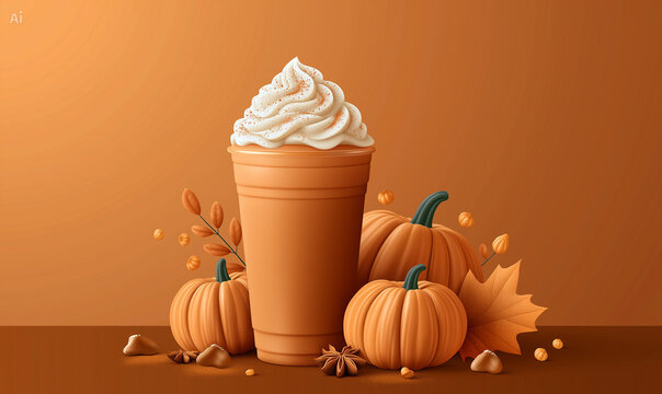 Pumpkin spice shake on orange background