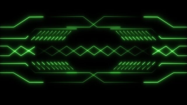 Abstract background animation loops glowing green neon energy lines on black. Modern software development utilities require an abstract background animation blueprint map.