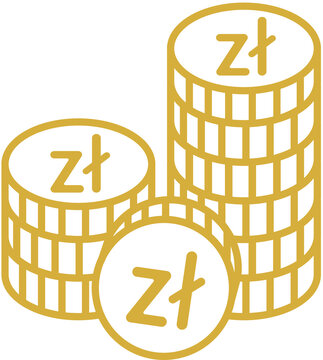 Stacks of Minimalist Polish Zloty Gold Coins
