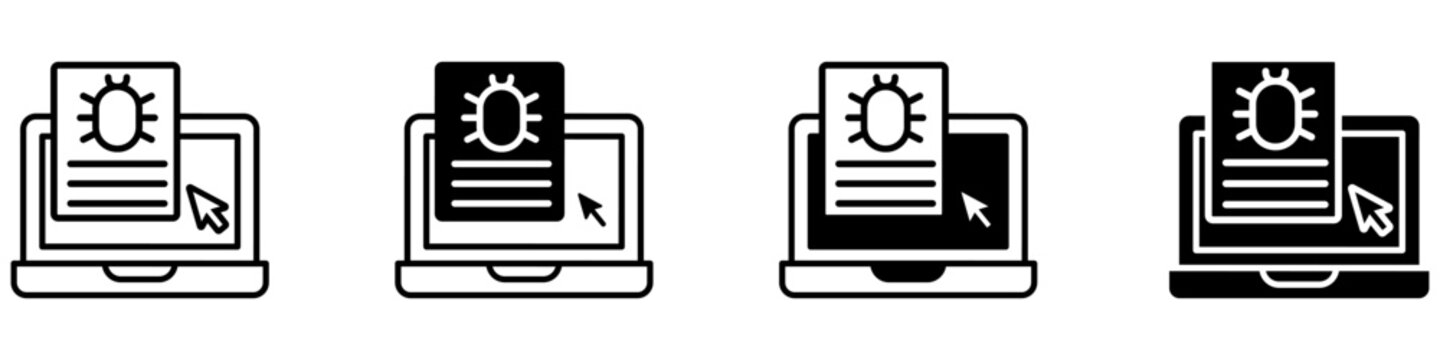 Code error icon vector set. Programming bug illustration sign collection. Software error symbol. Debugging logo or mark.