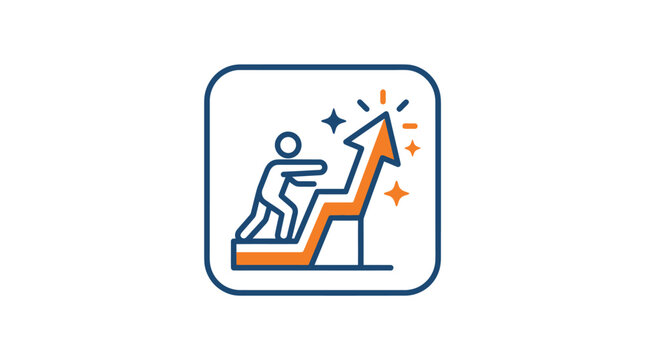 Person on Staircase with Upward Arrow.