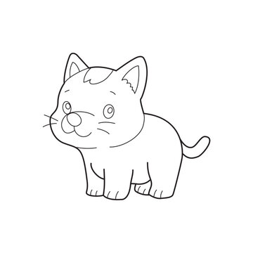 Cute Hand-Drawn Kitten Outline Vector for Coloring Books and Nursery Decor