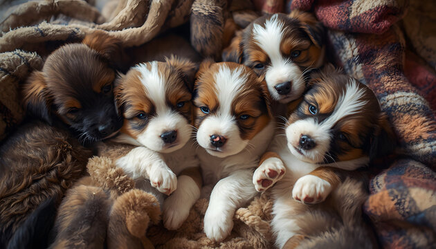 Adorable Cavalier King Charles Spaniel Puppies Playing with American Family in Sunny Backyard USA Pet Lifestyle