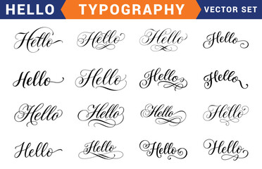 Elegant hello typography vector set stylish calligraphy greetings for designs and print projects © Muhammad A. grapix