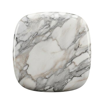 White and Grey Marble Square Stone Isolated on White Background.