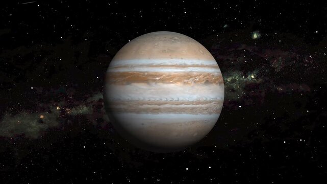 Solar system astronomy model renders detailed planetary gas giant cloud bands. Cosmic space documentary media packages apply a solar system astronomy model backdrop loop.