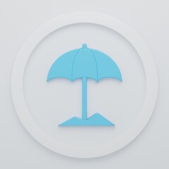 Blue Sun protective umbrella for beach icon isolated on white background. Large parasol for outdoor space. Beach umbrella. Minimalism concept. 3D render illustration © Vadim