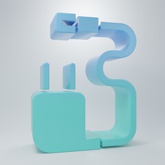 Obraz premium Blue-green Charger icon isolated on grey background. Minimalism concept. 3D render illustration