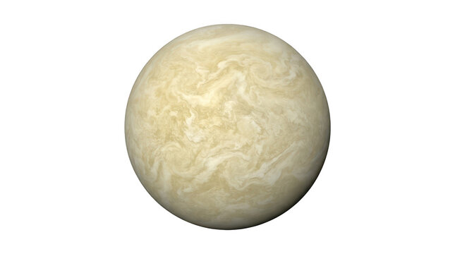 Realistic 3d rendering of the planet venus isolated on transparent background