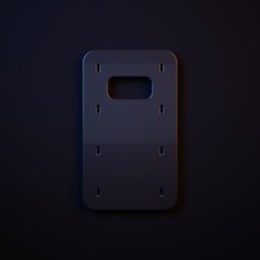 Fototapeta premium Dark-blue Military assault shield icon isolated on black background. Minimalism concept. 3D render illustration