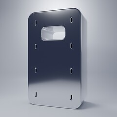 Fototapeta premium Chrome Military assault shield icon isolated on grey background. Minimalism concept. 3D render illustration