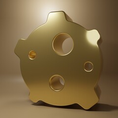 Gold Asteroid icon isolated on brown background. Minimalism concept. 3D render illustration © Vadim