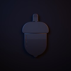 Dark-blue Acorn icon isolated on black background. Minimalism concept. 3D render illustration © Vadim