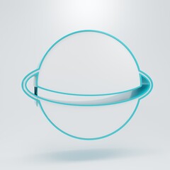 White Planet Saturn with planetary ring system icon isolated on grey background. Minimalism concept. 3D render illustration © Vadim