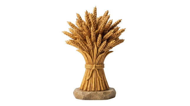 Decorative sheaf of wheat stalks tied with rope isolated on transparent background