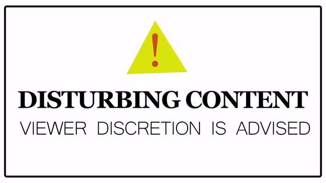 Disturbing Content, animation with transparent background.Warning. Disturbing Content, Viewer Discretion is Advised Animated Sign animation in 4k animation with alpha channel on transparent background