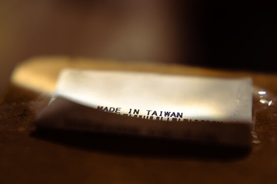 Made in Taiwan Label Sticker on Product Packaging, Country of Origin Marking for Manufacturing and Export